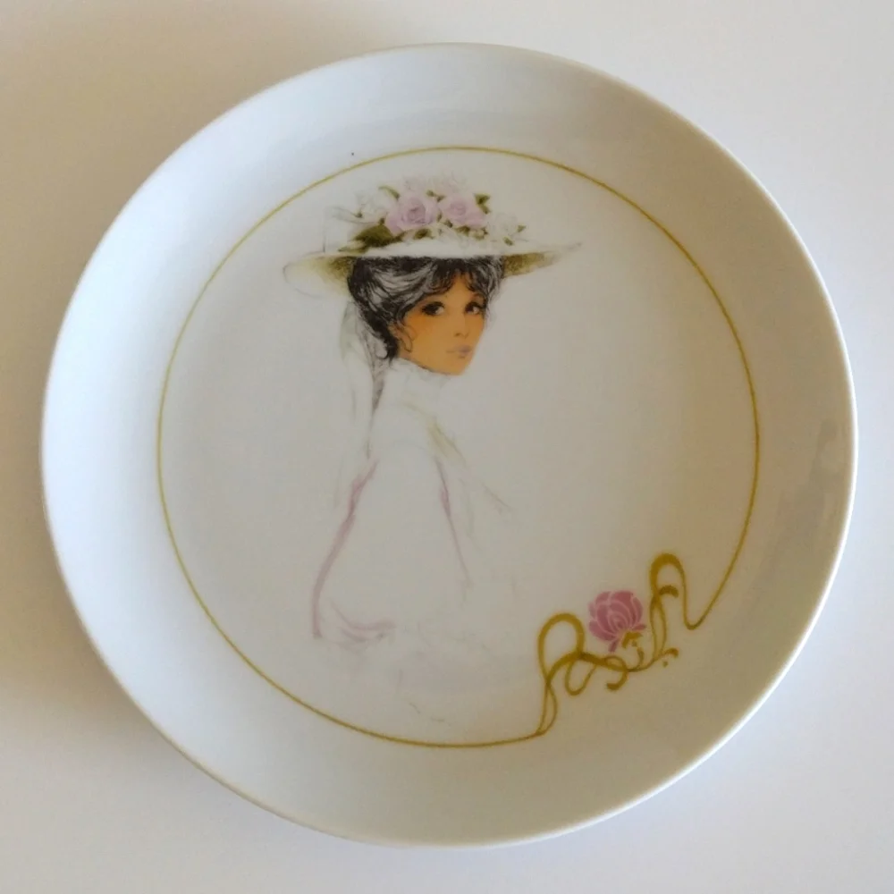 Victorian Women in Hats Porcelain Plates 3pc Enesco Japan